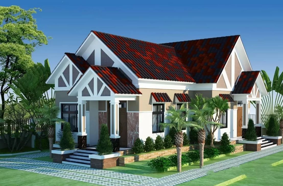 Nhà 100m2 4 phòng ngủ mái thái